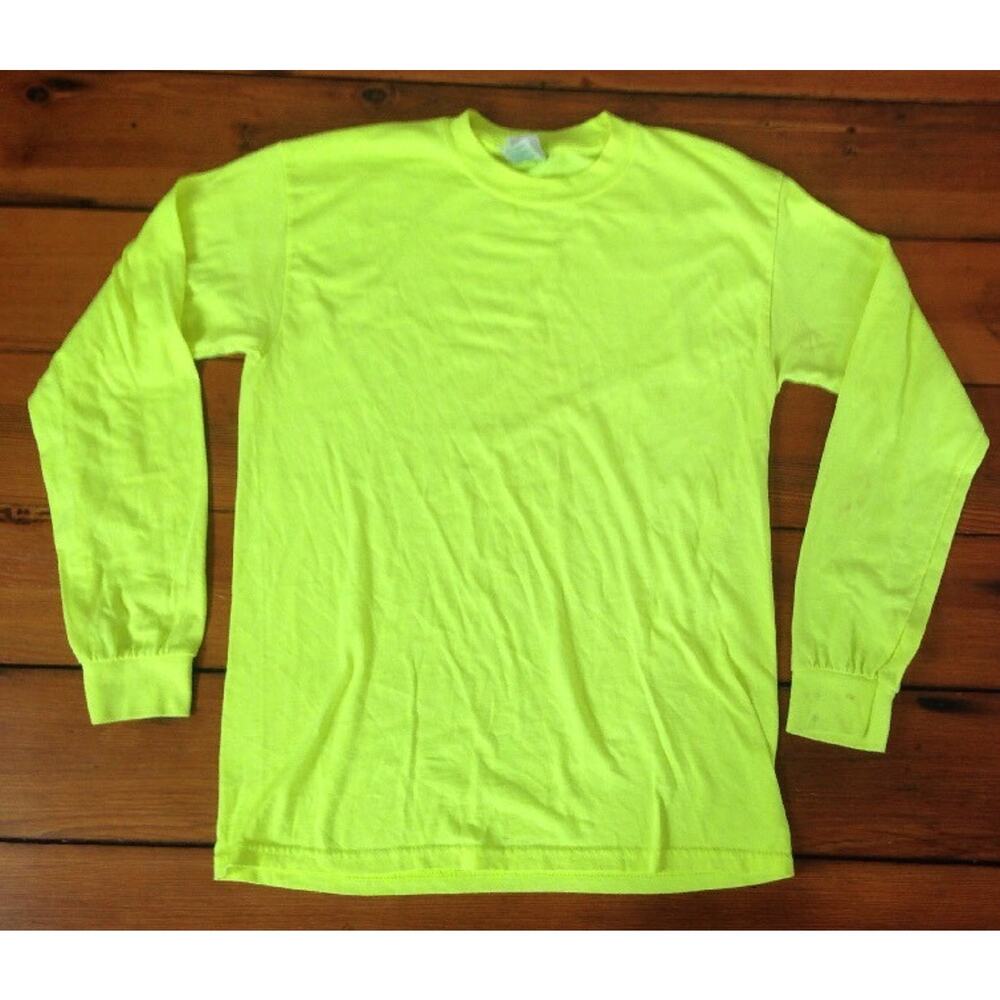 Hi Viz Bright Neon Fluorescent Yellow Jogging Running Cotton Blend Shirt M 40"